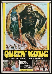 5f141 QUEEN KONG Lebanese 1977 fantastic art of giant ape terrorizing Tower of London!