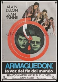5f582 ARMAGEDDON Spanish 1977 Alain Delon and Jean Yanne, bleeding telephone by Hermida!