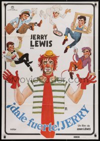 5f617 HARDLY WORKING Spanish 1981 wacky funny man Jerry Lewis in chef's outfit with five arms!