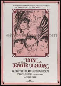 5f044 MY FAIR LADY Swedish R1974 art of Audrey Hepburn & Rex Harrison by Bob Peak!