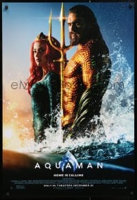 5g514 AQUAMAN advance DS 1sh 2018 DC, Mamoa in title role with sexy Amber Heard, home is calling!