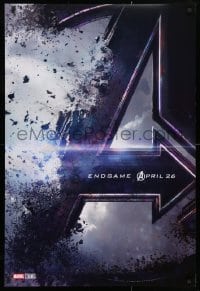 5g520 AVENGERS: ENDGAME teaser DS 1sh 2019 Marvel Comics, Hemsworth and huge cast, shattering logo!