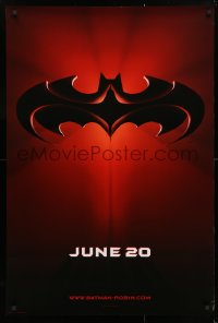 5g527 BATMAN & ROBIN advance DS 1sh 1997 Clooney, O'Donnell, cool image of bat symbol!
