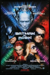 5g526 BATMAN & ROBIN advance 1sh 1997 Clooney, O'Donnell, Schwarzenegger, Thurman, cast images!