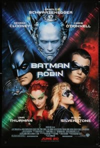 5g528 BATMAN & ROBIN advance DS 1sh 1997 Clooney, O'Donnell, Schwarzenegger, Thurman, cast images!