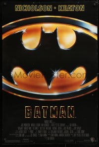 5g529 BATMAN 1sh 1989 directed by Tim Burton, cool image of Bat logo, new credit design!