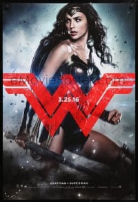 5g535 BATMAN V SUPERMAN teaser DS 1sh 2016 great image of sexiest Gal Gadot as Wonder Woman!