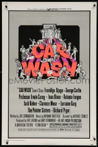 5g570 CAR WASH 1sh 1976 written by Joel Schumacher, cool Drew Struzan art of cast around title!