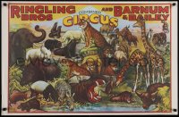 5g041 RINGLING BROS & BARNUM & BAILEY 23x36 commercial poster 1970s cool art of circus animals!