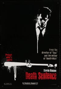 5g621 DEATH SENTENCE teaser DS 1sh 2007 Kevin Bacon will protect what's his, holding bat!