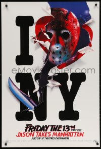 5g666 FRIDAY THE 13th PART VIII recalled teaser 1sh 1989 Jason Takes Manhattan, I love NY in July!