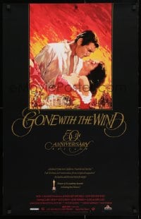 5g060 GONE WITH THE WIND 23x36 video poster R1989 Terpning art of Gable carrying Leigh over Atlanta!