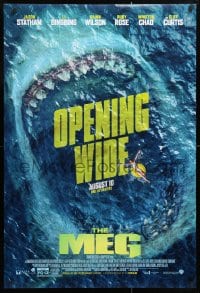 5g782 MEG advance DS 1sh 2018 image of giant megalodon and sexy sunbather, opening wide!
