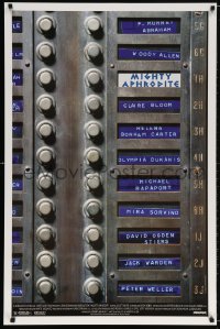 5g787 MIGHTY APHRODITE DS 1sh 1995 directed by Woody Allen, cool apartment call box design!