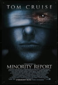 5g789 MINORITY REPORT advance 1sh 2002 Steven Spielberg, close-up image of Tom Cruise!