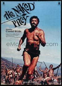 5g064 NAKED PREY 23x32 video poster R1986 Cornel Wilde stripped and weaponless in Africa running from killers!
