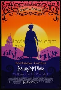 5g808 NANNY McPHEE advance DS 1sh 2005 cool silhouette art of Emma Thompson, behave or beware!
