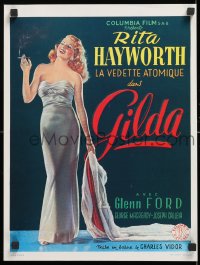 5g036 GILDA 14x19 Belgian REPRO poster 1990s sexy smoking Rita Hayworth full-length in sheath dress