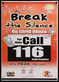 5g323 BREAK THE SILENCE ON CHILD ABUSE 17x24 Kenyan special poster 2000s call 116 Child Helpline!