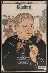 5g089 CADFAEL tv poster 1994 great Seymour Chwast art of Derek Jacobi in title role!