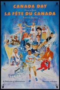 5g333 CANADA DAY 23x35 Canadian special poster 1980s Alan Daniel art of Wayne Gretzky, Fisher & more!