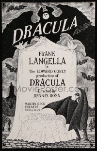 5g266 DRACULA 14x22 stage poster 1977 cool vampire horror art by producer Edward Gorey!