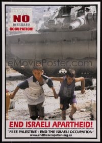 5g385 END ISRAELI APARTHEID 17x23 South African special poster 2000s children run from tank!