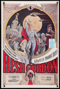 5g392 FLESH GORDON 23x35 special poster 1974 wacky erotic super hero spoof art by George Barr!