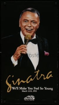5g114 FRANK SINATRA 18x31 music poster 1992 singing into mic wearing tux, Sands Casino appearance!