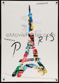 5g159 PLAKATE AUS PARIS 28x39 German museum/art exhibition 1993 art of the Eiffel Tower by Haute!