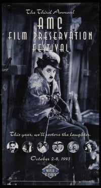5g196 THIRD ANNUAL AMC FILM PRESERVATION FESTIVAL 17x32 film festival poster 1995 Charlie Chaplin!