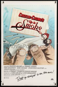 5g955 UP IN SMOKE recalled 1sh 1978 Cheech & Chong, it will make you feel funny, revised tagline!