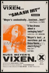 5g961 VIXEN 23x35 1sh 1968 classic Russ Meyer, is sexy naked Erica Gavin woman or animal?
