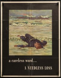 5g002 CARELESS WORD A NEEDLESS LOSS 22x28 WWII war poster 1943 Anton Fischer art of fallen sailor!