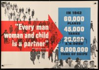 5g004 EVERY MAN WOMAN & CHILD IS A PARTNER 28x40 WWII war poster 1942 high production goals!