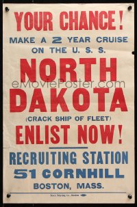 5g013 YOUR CHANCE 14x21 WWI war poster 1910s serve aboard the crack ship USS North Dakota!