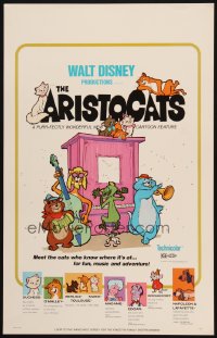 5h014 ARISTOCATS WC 1971 Walt Disney feline jazz musical cartoon, great colorful image!