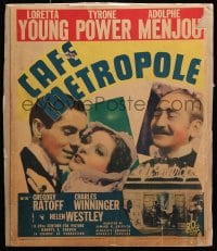 5h046 CAFE METROPOLE WC 1937 Loretta Young, Tyrone Power & Adolphe Menjou in Paris, ultra rare!