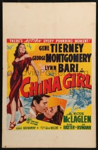 5h057 CHINA GIRL WC 1942 sexiest art of Gene Tierney, George Montgomery, Lynn Bari, Ben Hecht