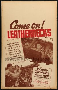 5h066 COME ON LEATHERNECKS WC 1938 dauntless soldier & fearless lover Richard Cromwell, Marines!
