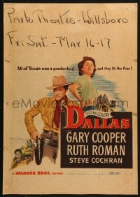 5h077 DALLAS WC 1950 Gary Cooper, Ruth Roman, Texas, you'll remember Big Reb & his border lady!