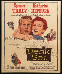 5h083 DESK SET WC 1957 Spencer Tracy & Katharine Hepburn make the office a wonderful place!