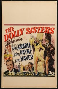 5h090 DOLLY SISTERS WC 1945 art of sexy entertainers Betty Grable & June Haver, John Payne!