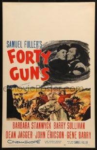 5h127 FORTY GUNS WC 1957 Samuel Fuller, art of Barbara Stanwyck & Barry Sullivan on horseback!
