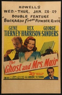5h142 GHOST & MRS. MUIR WC 1947 Gene Tierney, Rex Harrison, George Sanders, Joseph L. Mankiewicz!