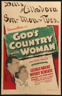 5h151 GOD'S COUNTRY & THE WOMAN WC 1940s George Brent, Beverly Roberts, James Oliver Curwood