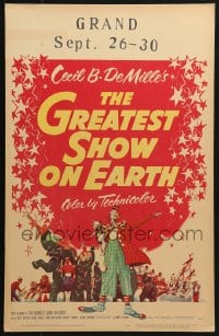 5h164 GREATEST SHOW ON EARTH WC 1952 best image of James Stewart, Betty Hutton & Emmett Kelly!