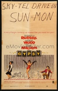 5h169 GYPSY WC 1962 wonderful artwork of Rosalind Russell & sexiest Natalie Wood!