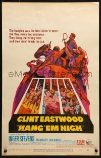 5h173 HANG 'EM HIGH WC 1968 Clint Eastwood, they hung the wrong man, cool art by Kossin!