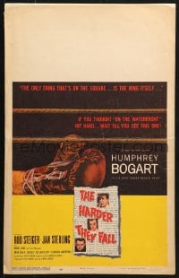 5h178 HARDER THEY FALL WC 1956 Humphrey Bogart, Rod Steiger, cool boxing glove artwork!